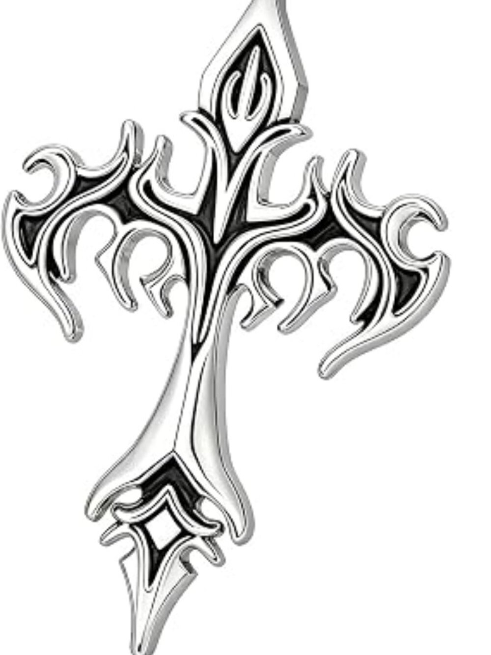 BRAND NEW Men's Cross Necklace, Stainless Steel Gothic Flame Cross Pendant